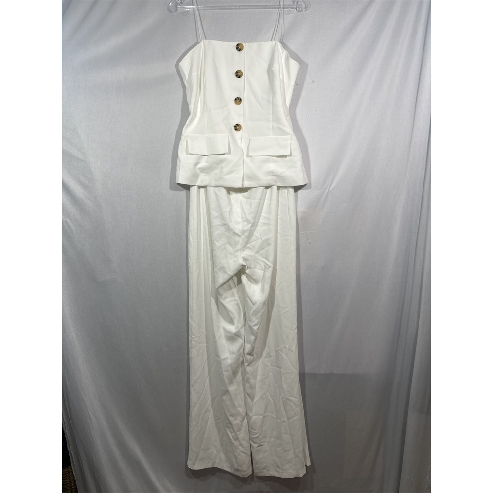 NEW $277 AMANDA UPRICHARD [ Medium ]‎ Yadira Strapless Jumpsuit White #J2030 - Picture 8 of 16